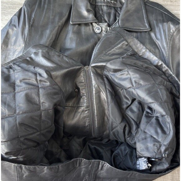 Nicole Miller Men’s Black Leather Jacket Size XL Soft Zip Button Pockets Lined - Picture 6 of 6